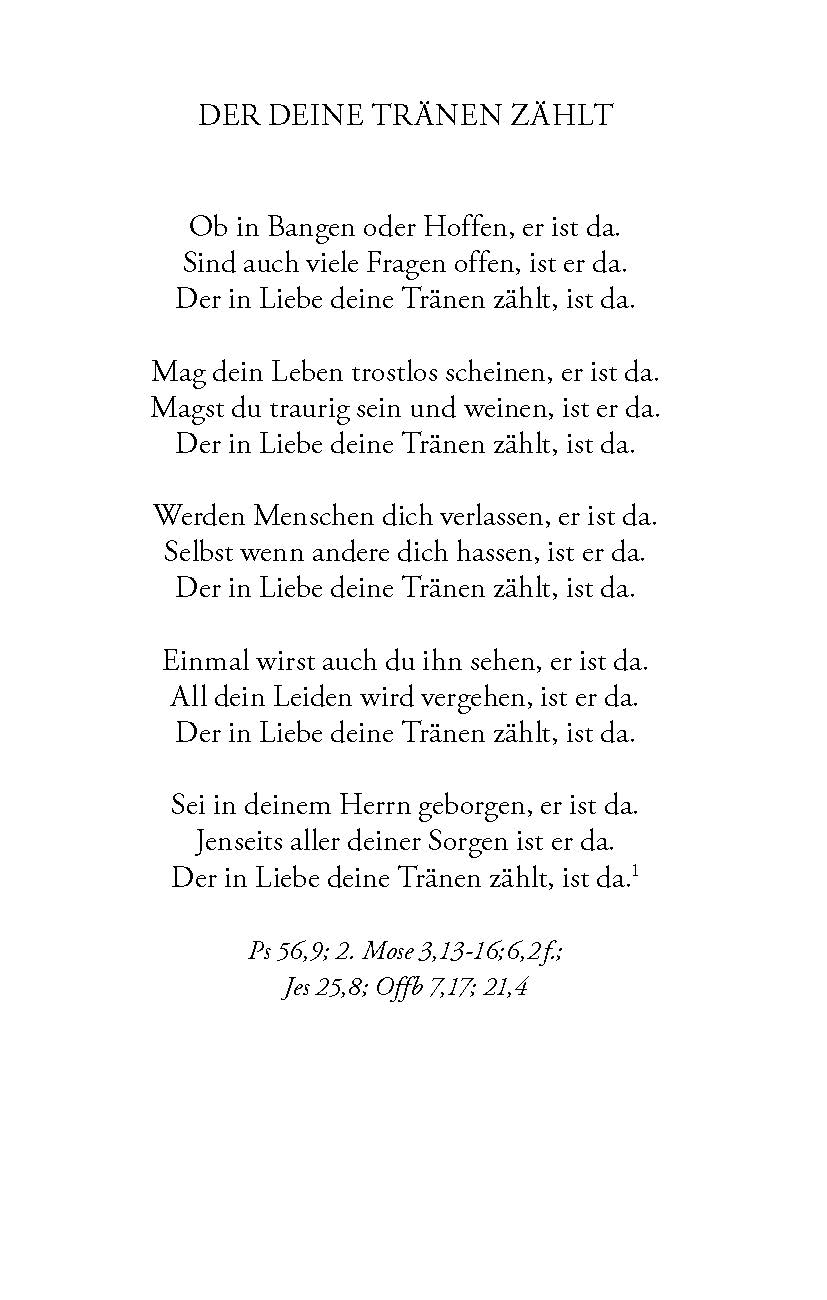 Du zählst meine Tränen
