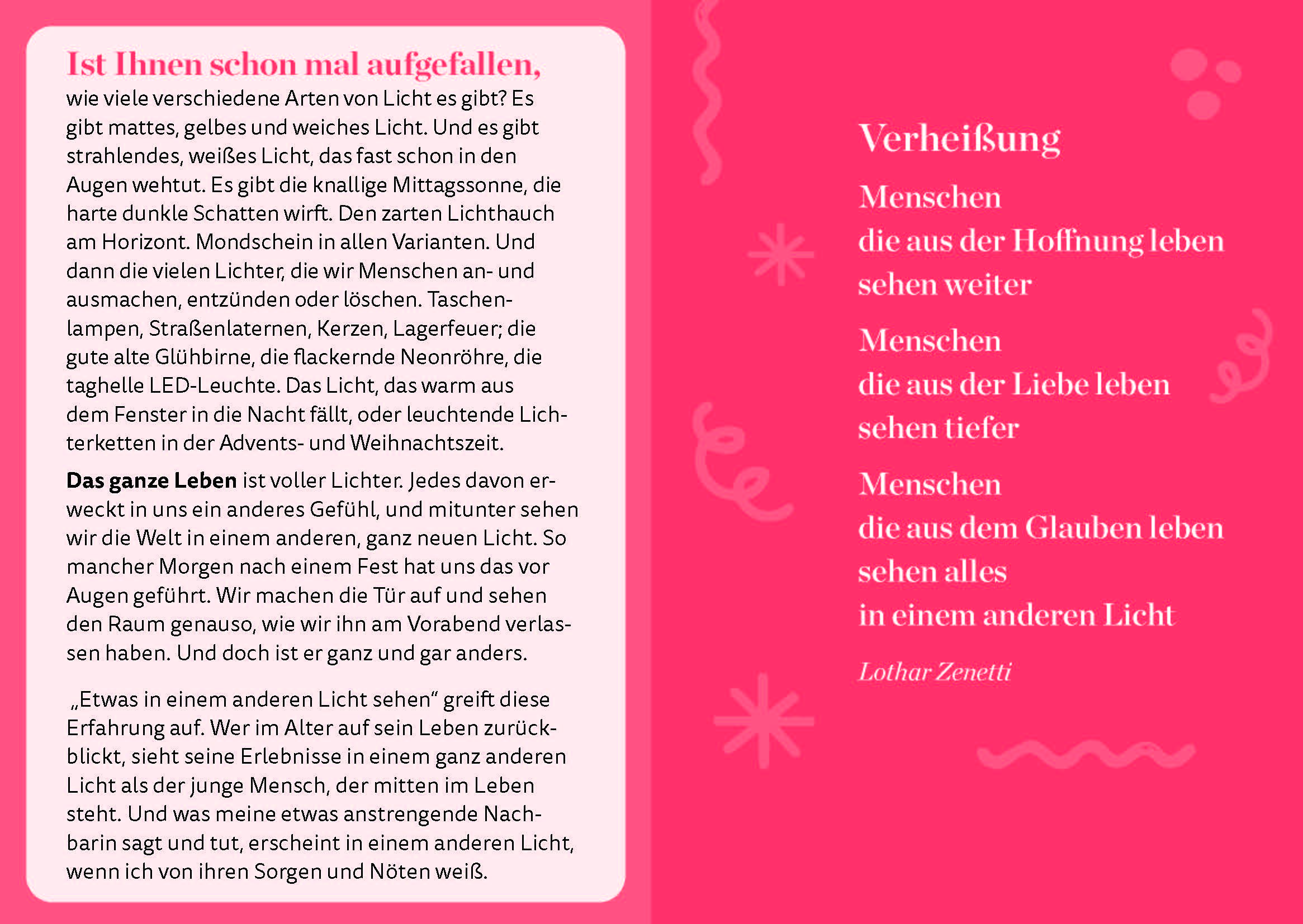 Licht aus sonnenhellen Tagen