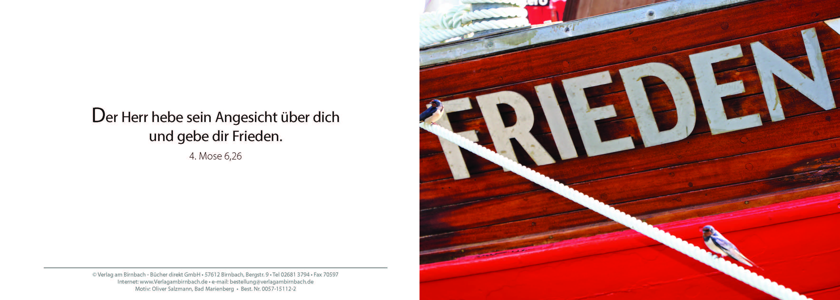 Bibelspruchkarte: Frieden - 4.Mose 6,26