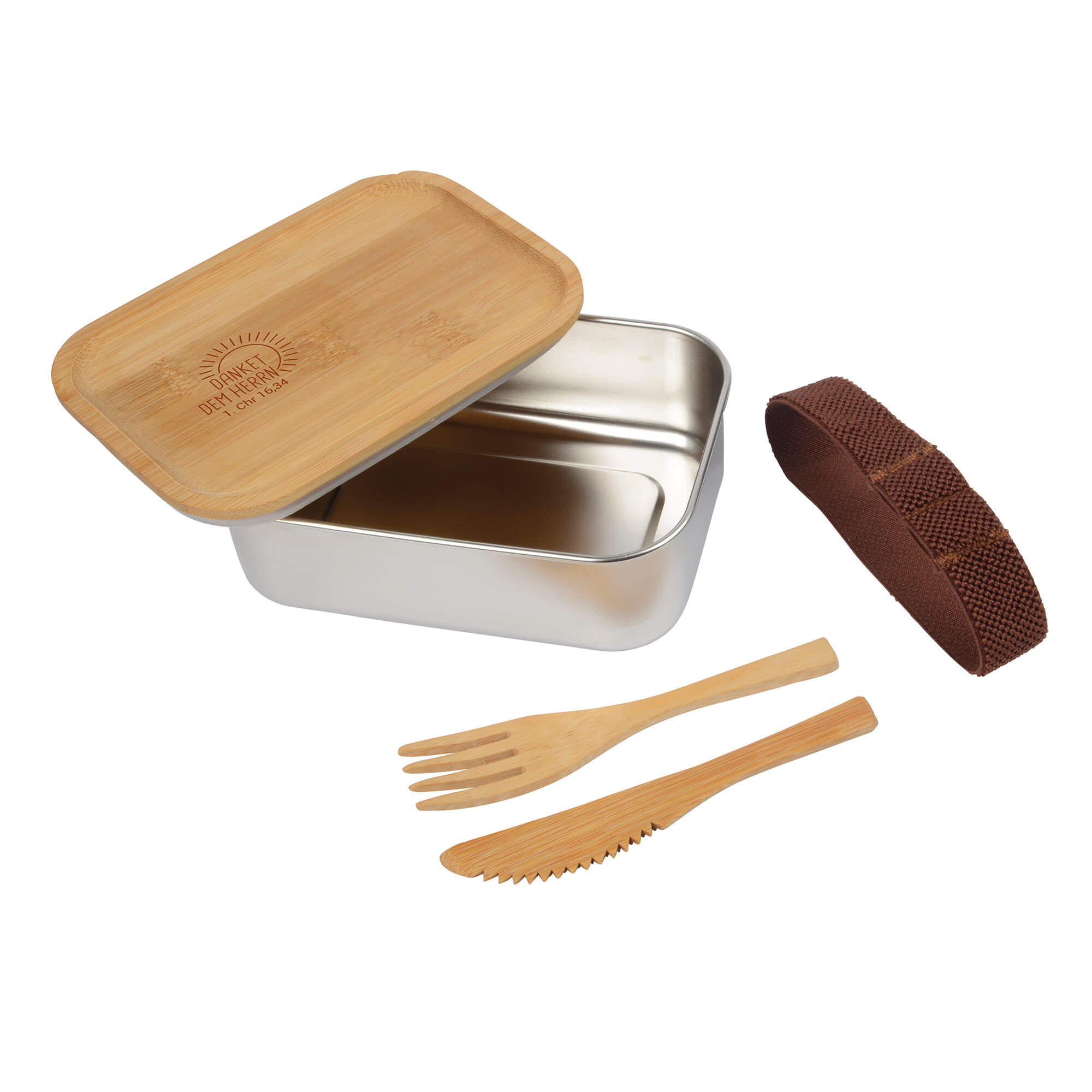 Edelstahl-Lunchbox,Deckel,Bambus-Best.,Danket