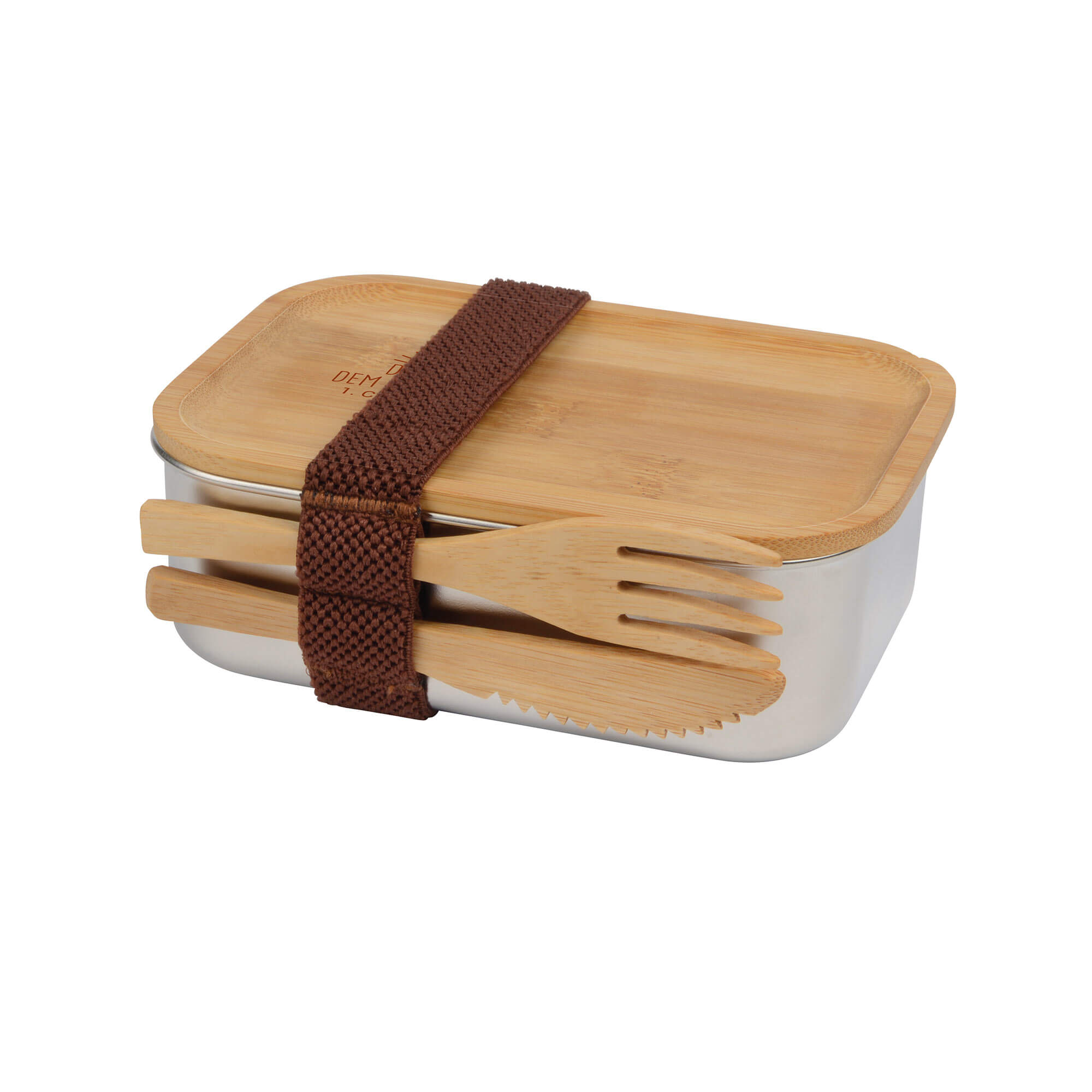 Edelstahl-Lunchbox,Deckel,Bambus-Best.,Danket