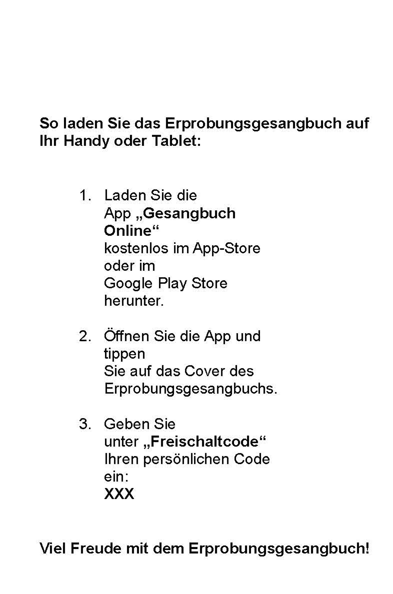 Erprobungsgesangbuch - Code Bundel 10er