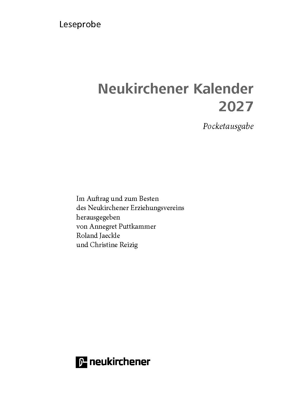 Neuk. Buchkalender 2027 Pocketformat