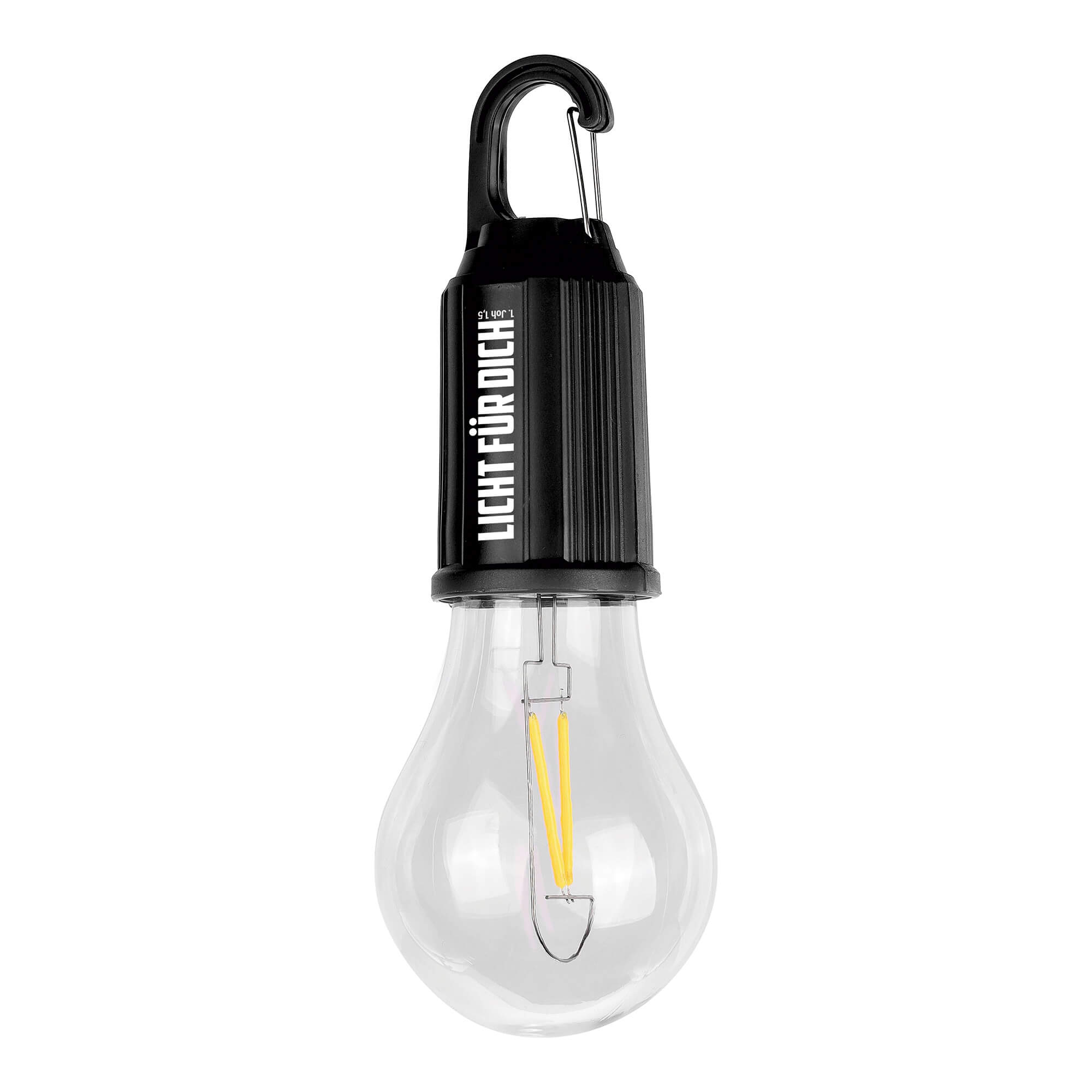 LED Glühbirne mit Karabiner - schwarz