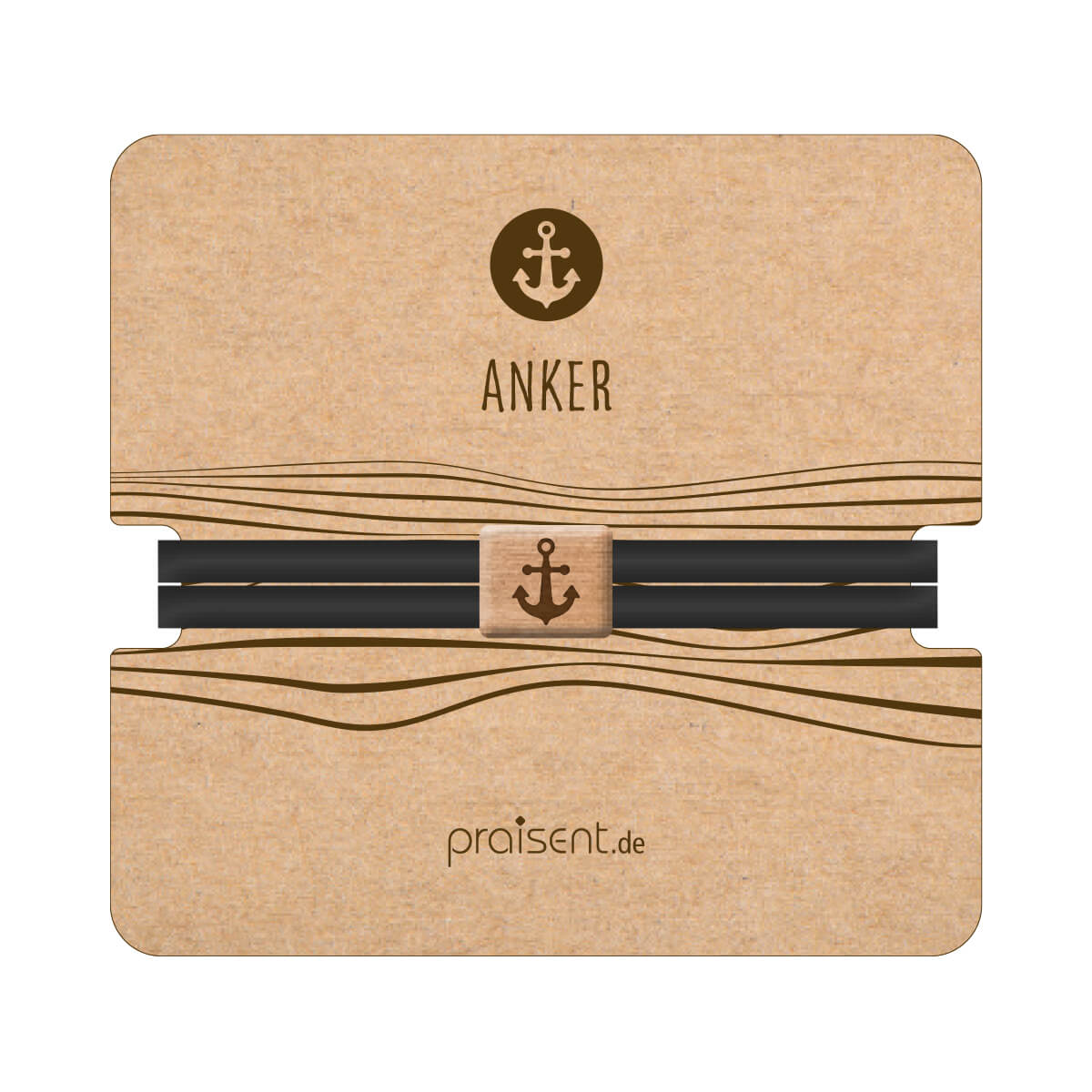 Textilarmband mit Holz - Anker
