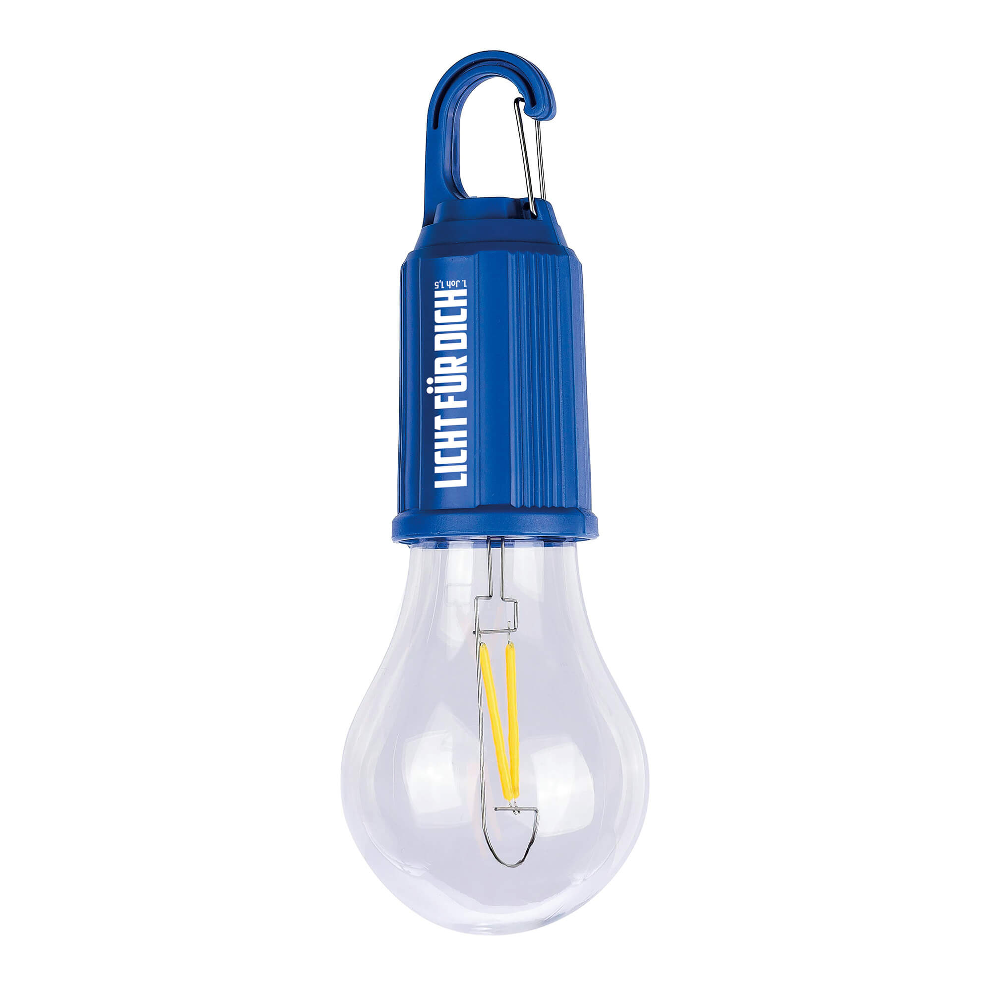 LED Glühbirne mit Karabiner - blau