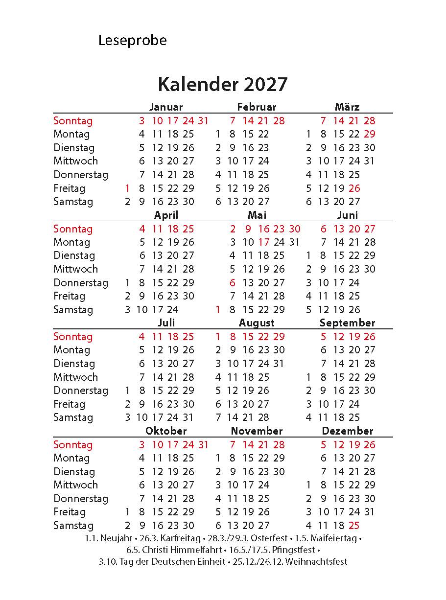 Neukirchener Abreißkalender 2027