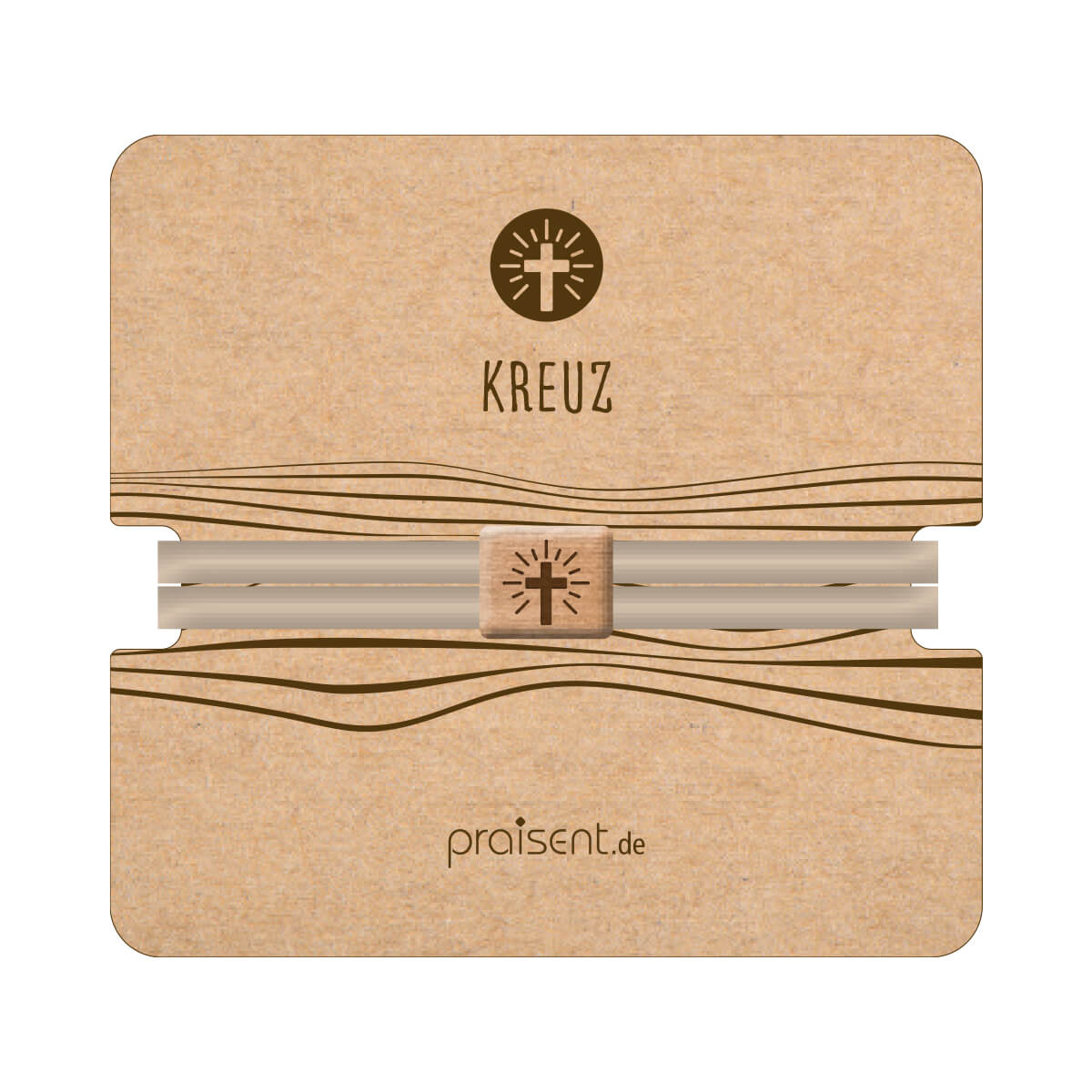 Textilarmband mit Holz - Kreuz