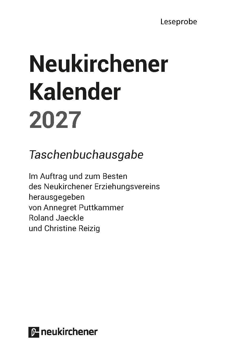 Neuk. Buchkalender 2027 Taschenbuch