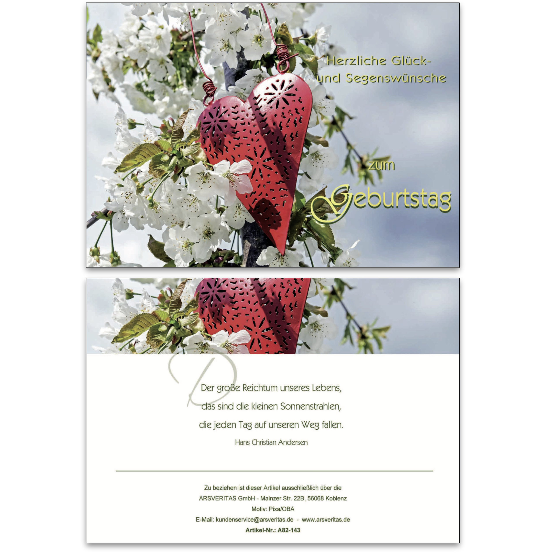 Geburtstagskarte Für Schwester – Mit Blumen-Herz Design, 210x148 Mm, Inkl. Umschlag, Premium-Leinenkarton
