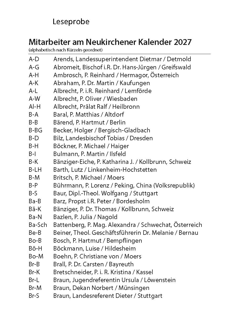 Neukirchener Abreißkalender 2027