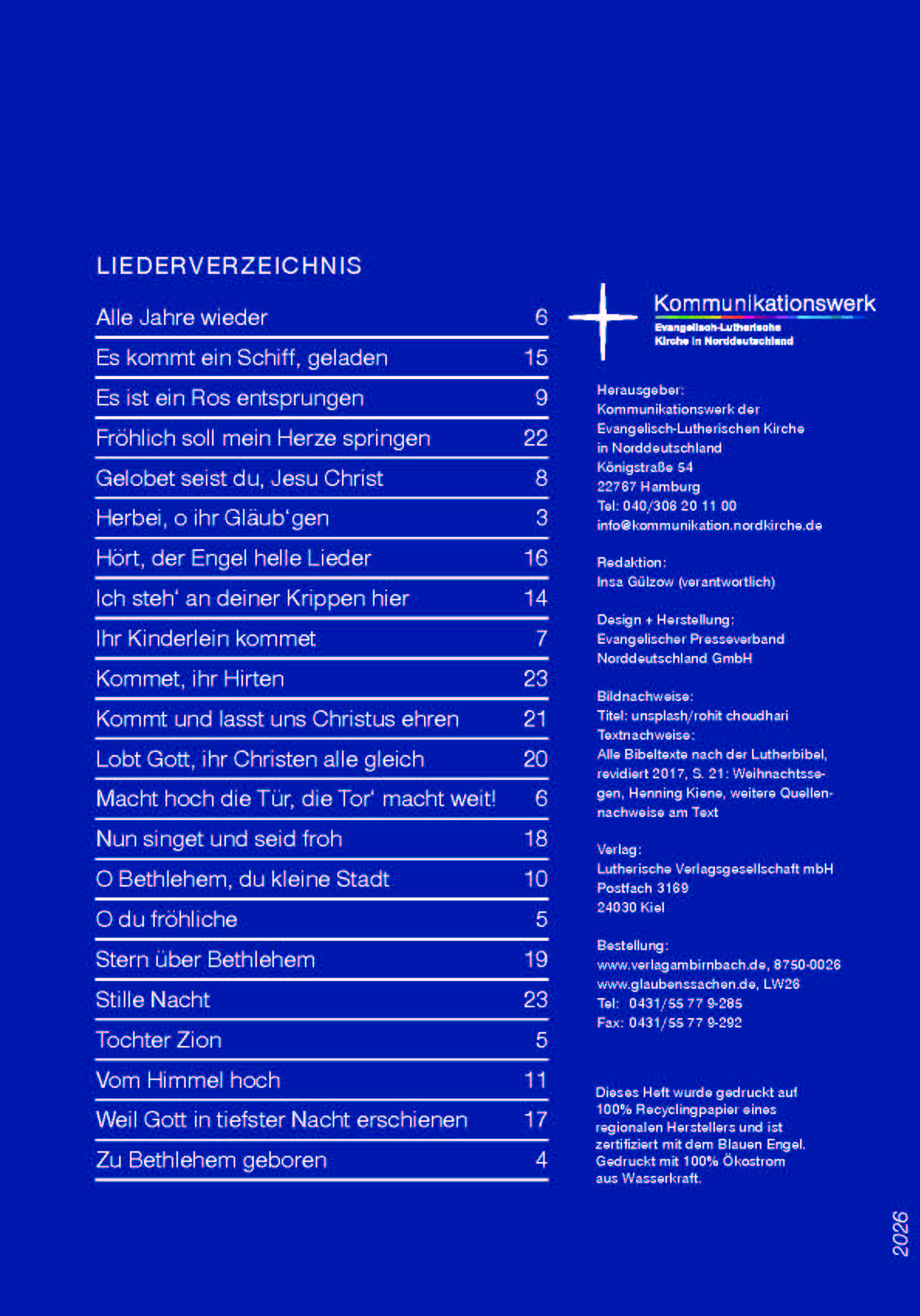 Weihnachten Liederheft 2026