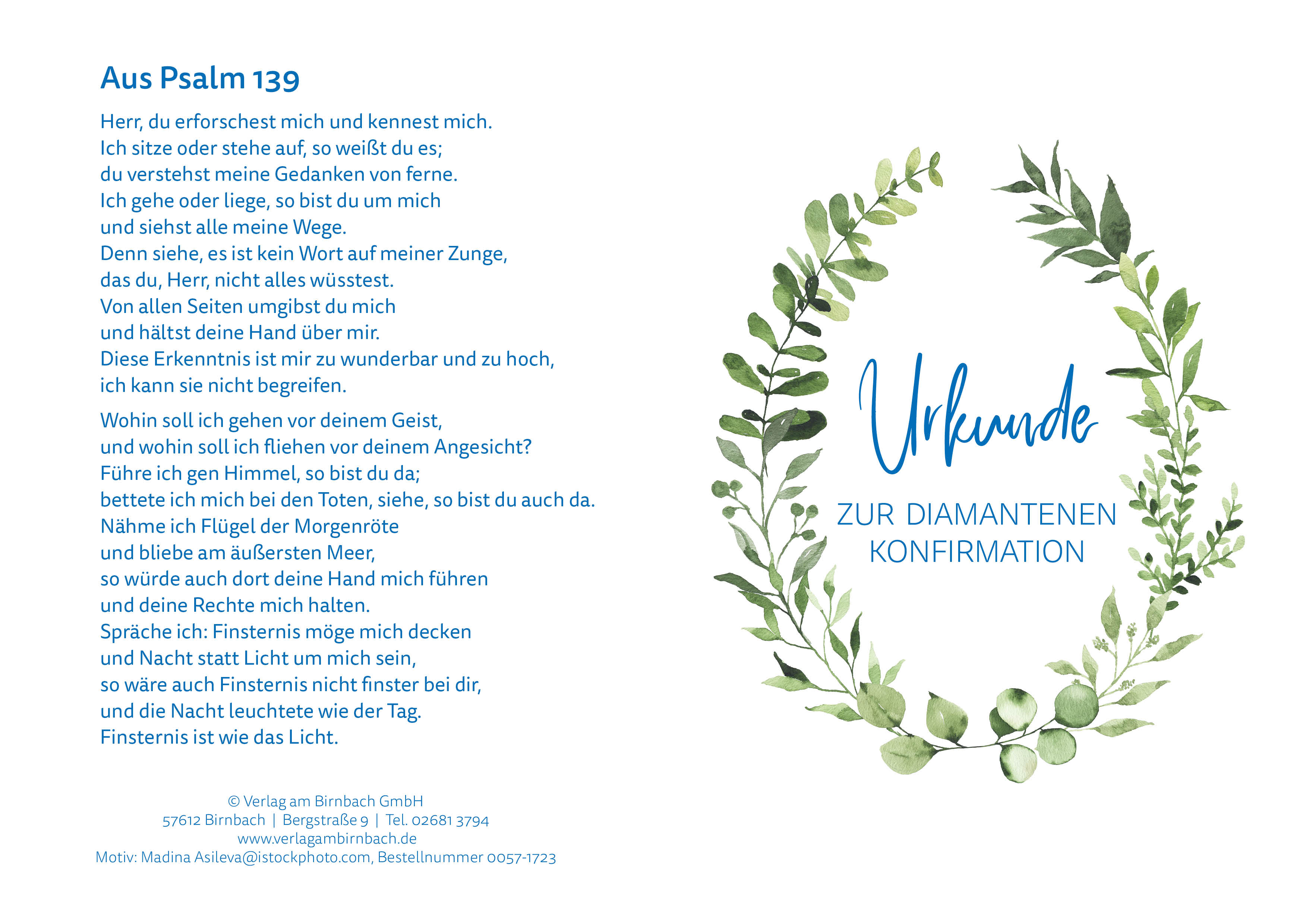 Urkunde - Diamantene Konfirmation mit Eindruc