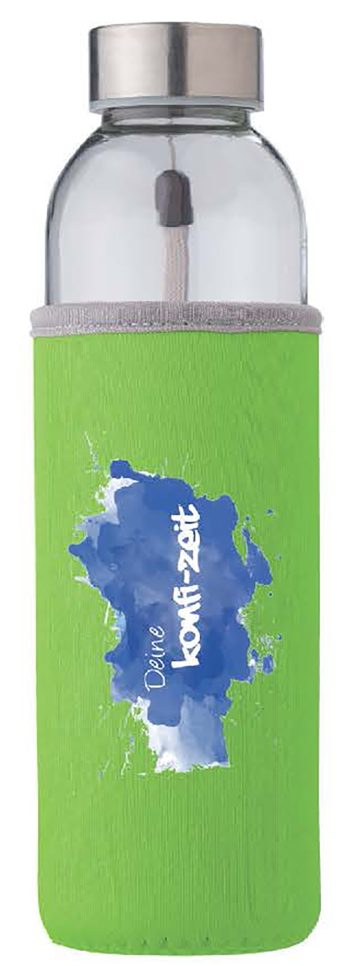 Trinkflasche in Neoprenhülle Limette Konfizeit