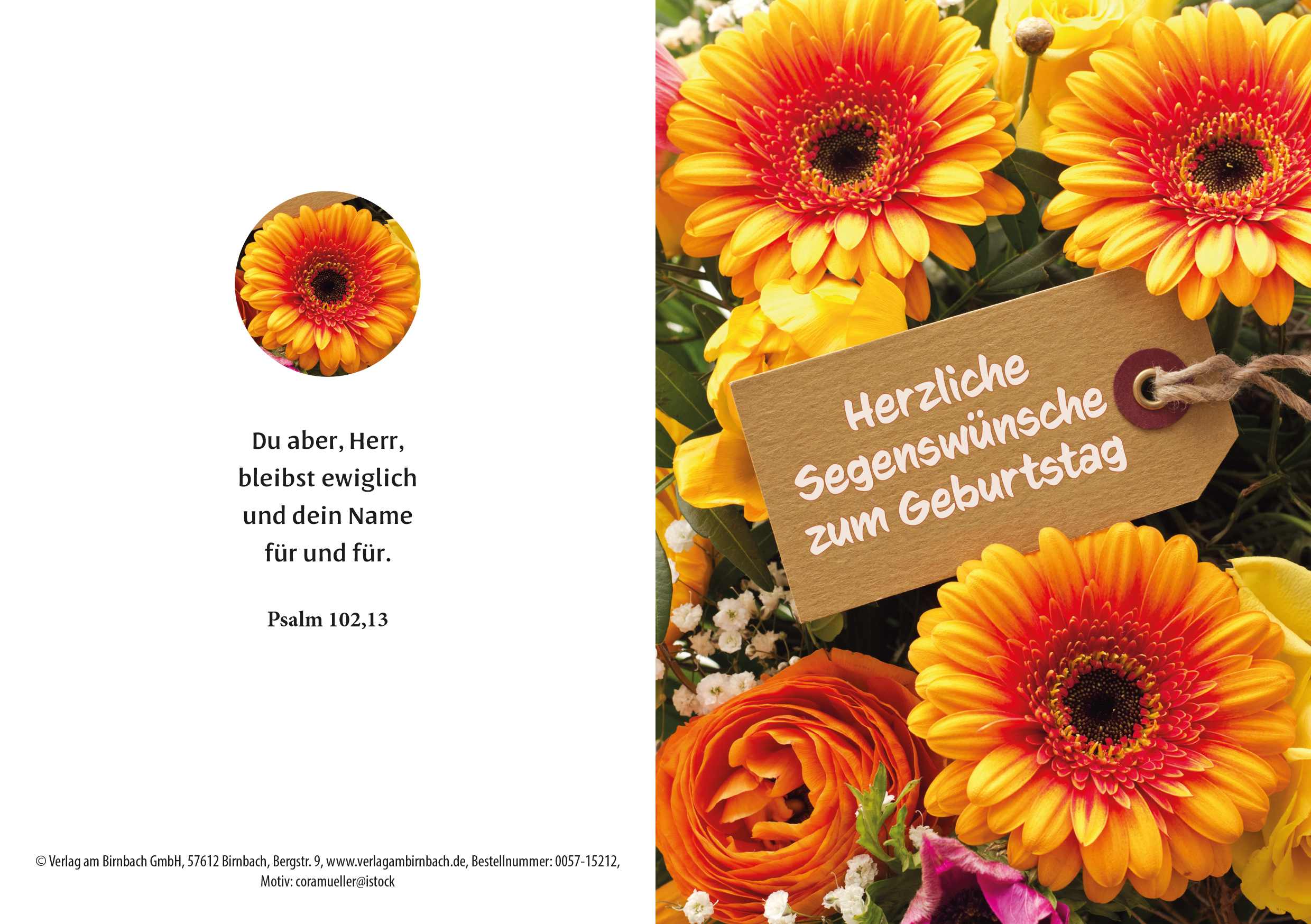 Birnbachkarte - Segenswünsche Gerbera